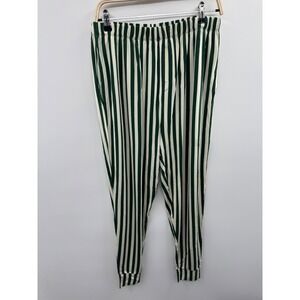 In My Jammers Jogger Men's Large Green Striped Stretch Elastic Waist Tapered NWT